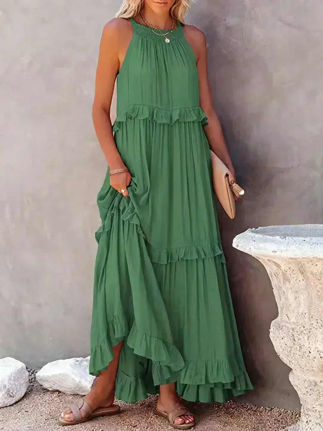 Sarah | Halter Ruffle Maxi Ruha (Majdnem elfogyott)