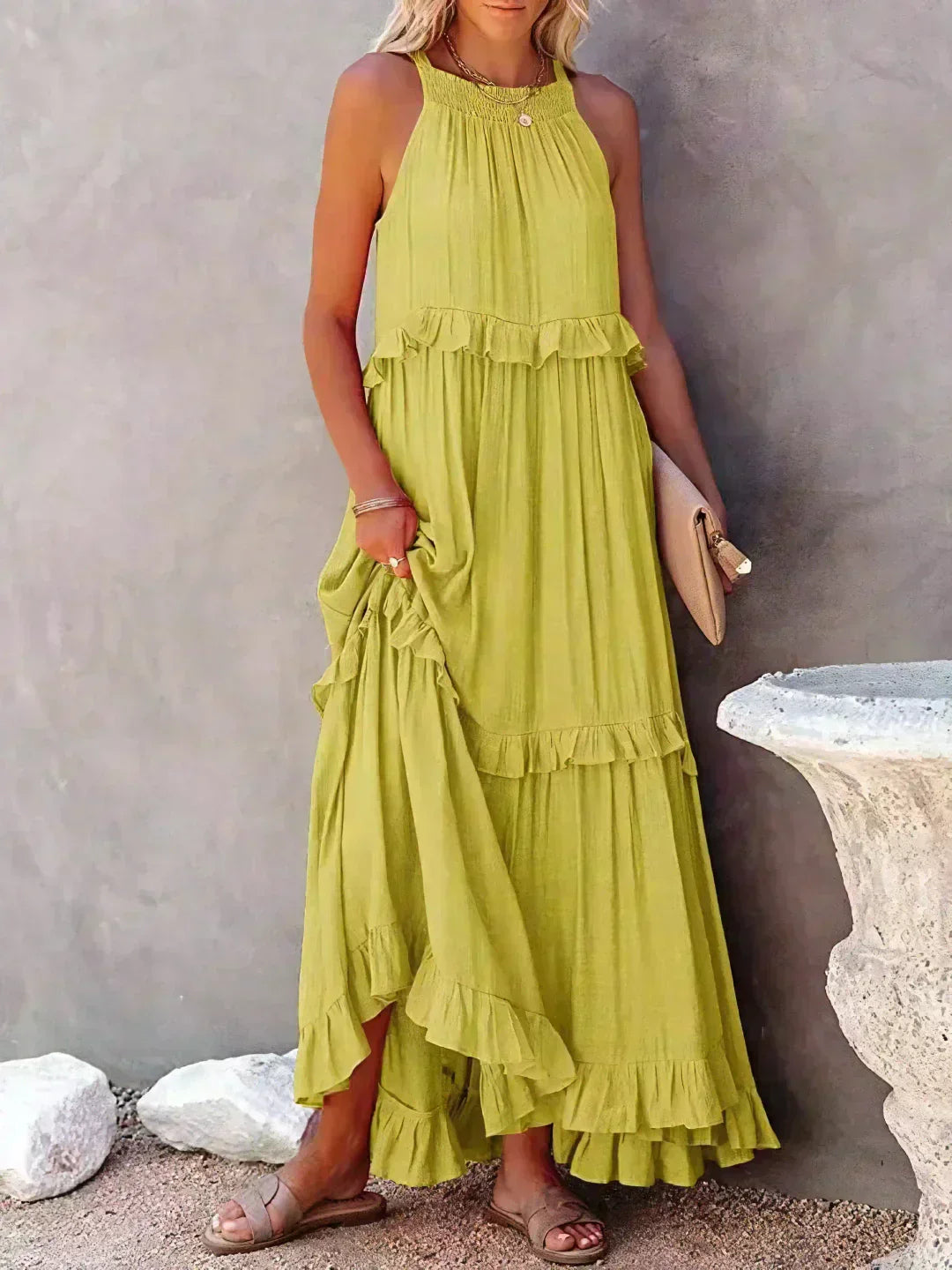 Sarah | Halter Ruffle Maxi Ruha (Majdnem elfogyott)