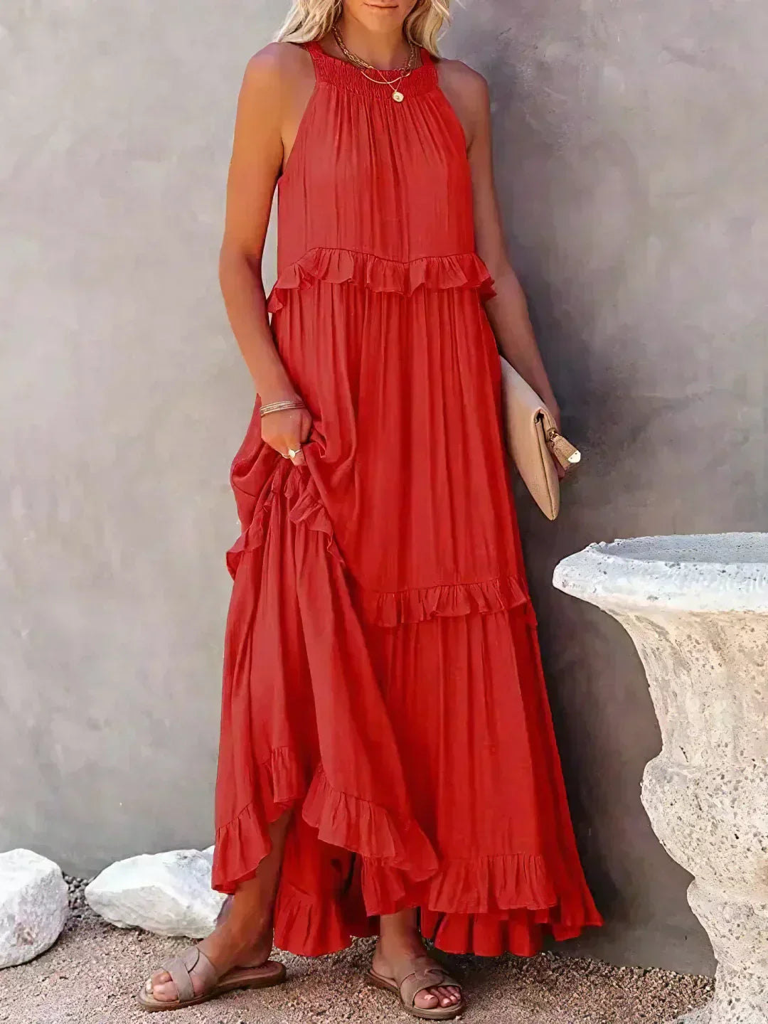 Sarah | Halter Ruffle Maxi Ruha (Majdnem elfogyott)