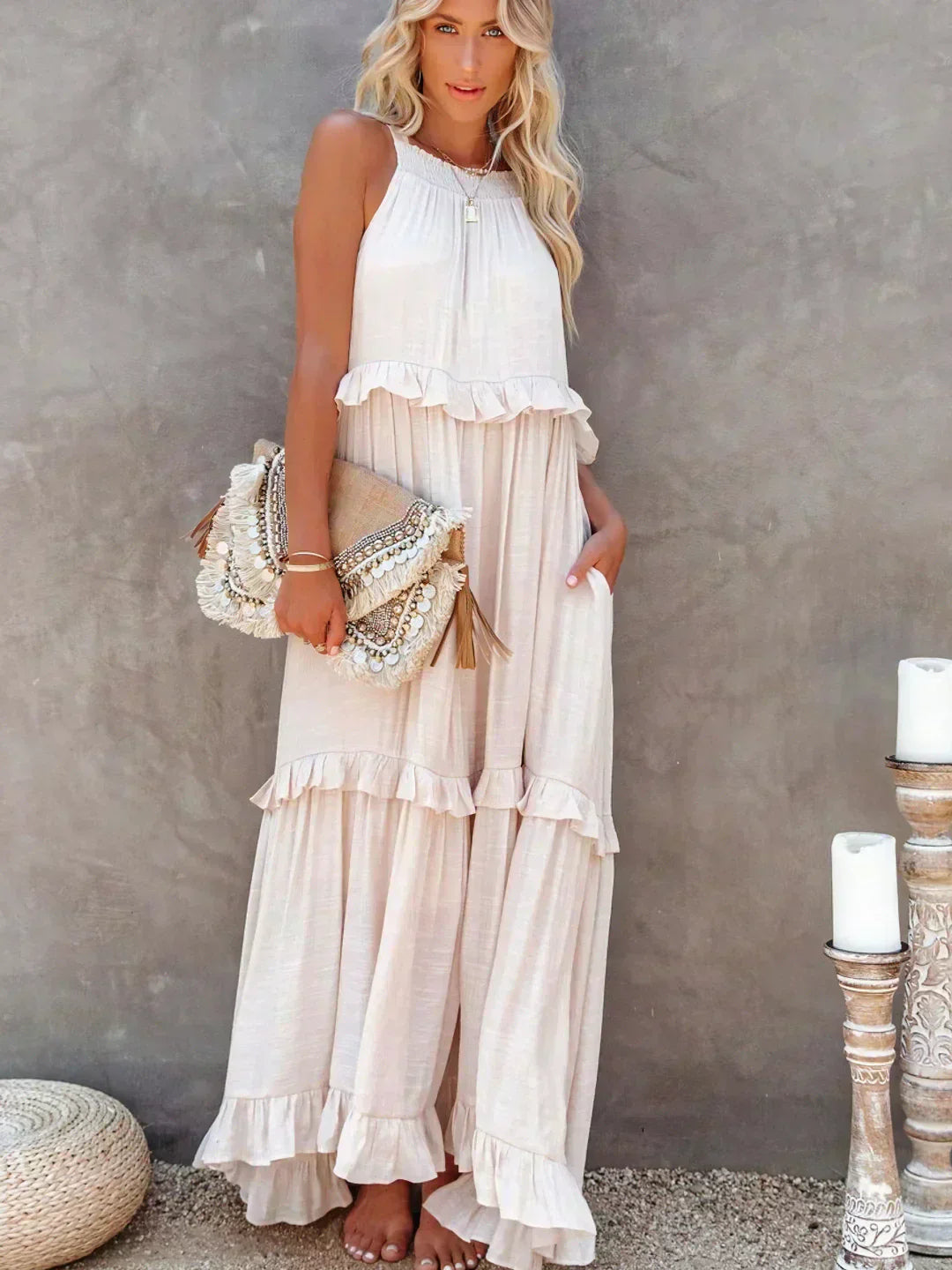 Sarah | Halter Ruffle Maxi Ruha (Majdnem elfogyott)